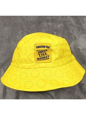 Twisted Tea Sweet Tea Whiskey Bucket Hat Yellow NEW Reversible Blue Outdoor Sun
